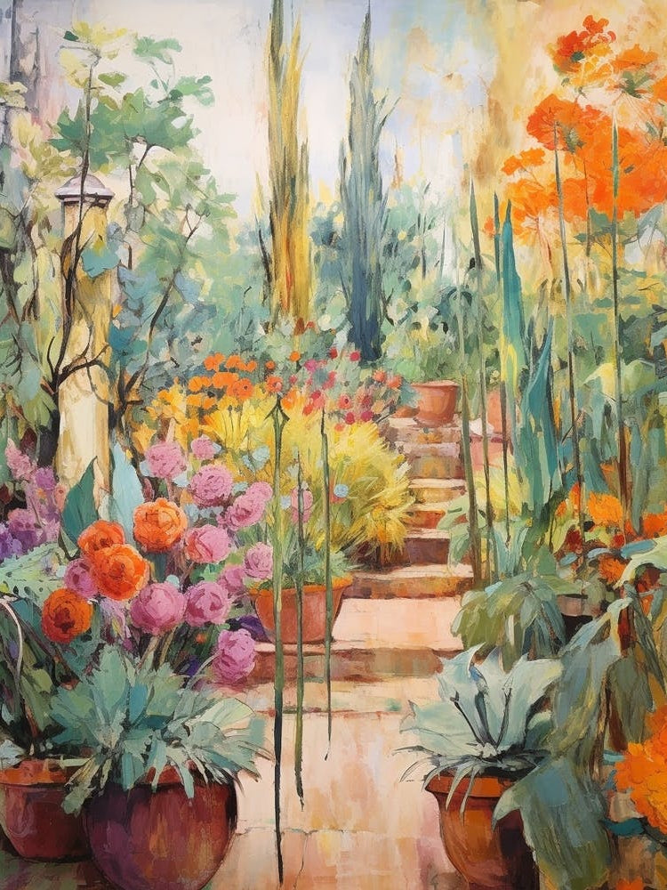 Autumn Gardens Painting Marrakech Botanical Garden Morocco 4