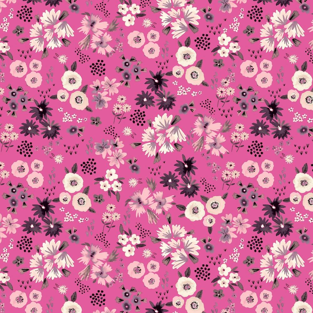 Little Flowers Fucsia Square