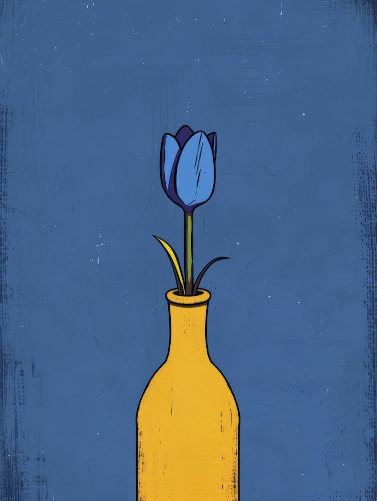 Blaue Tulpe in einer Vase Leinwanddruck