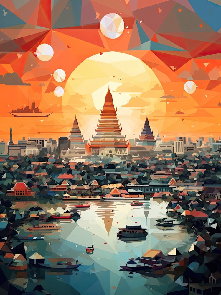 Bangkok, Thailand, Geometric Illustration 4