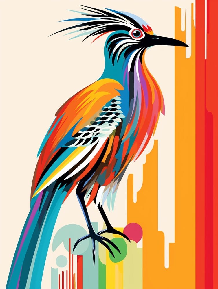 Colourful Geometric Bird Roadrunner 3
