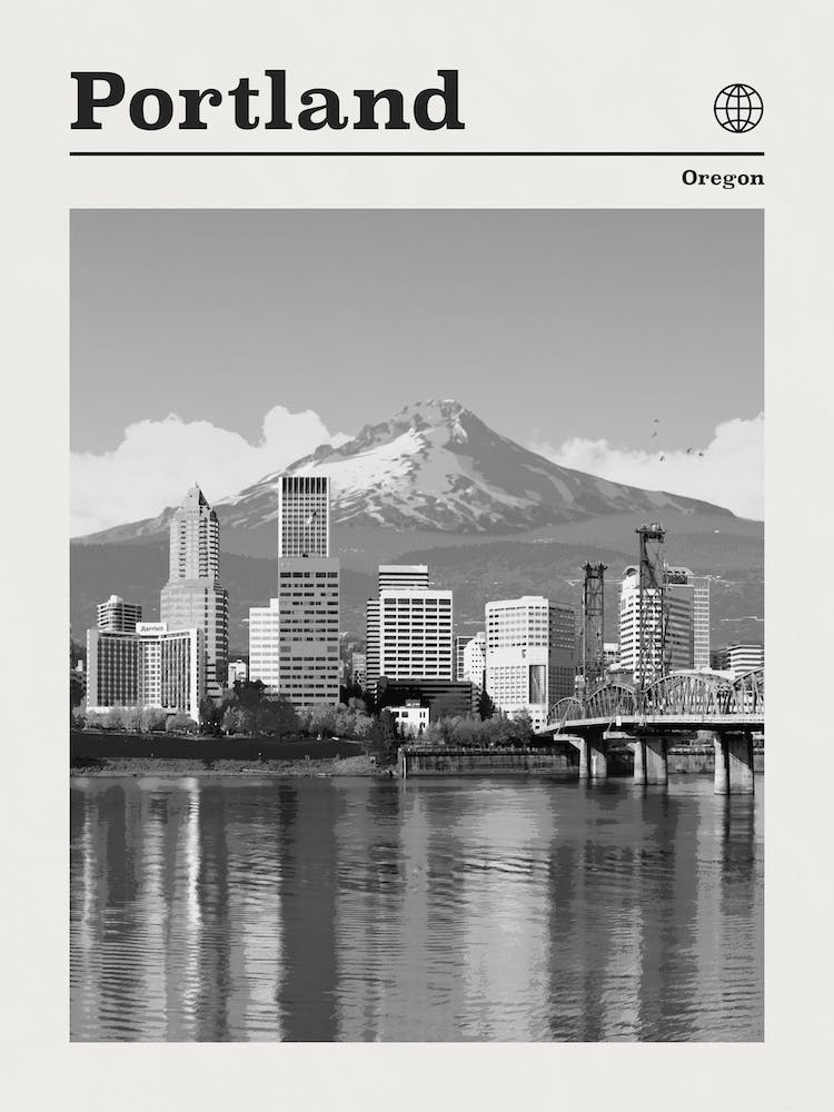 Portland Skyline Oregon Black And White