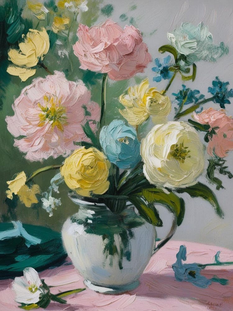 Flowers In A Vase Inspired By Claude Monet