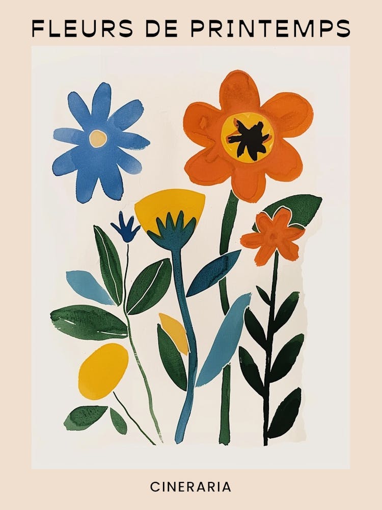 Spring Floral French Poster  Cineraria 2