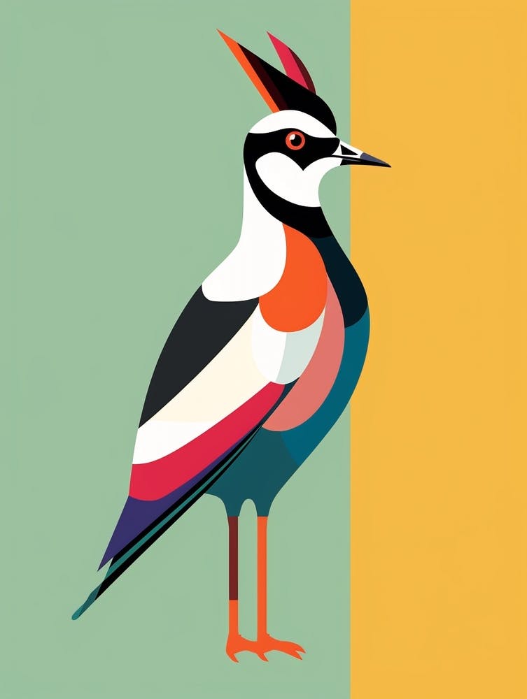 Bunter Geometrischer Vogel Kiebitz 3