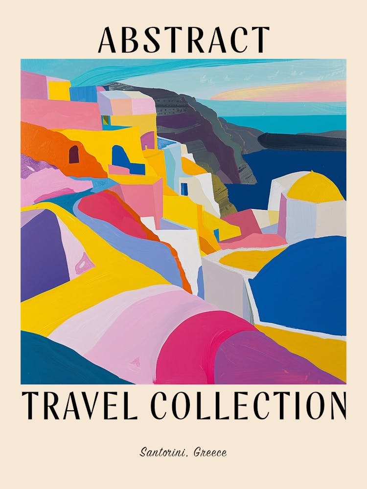 Abstract Travel Collection Poster Santorini Greece 4