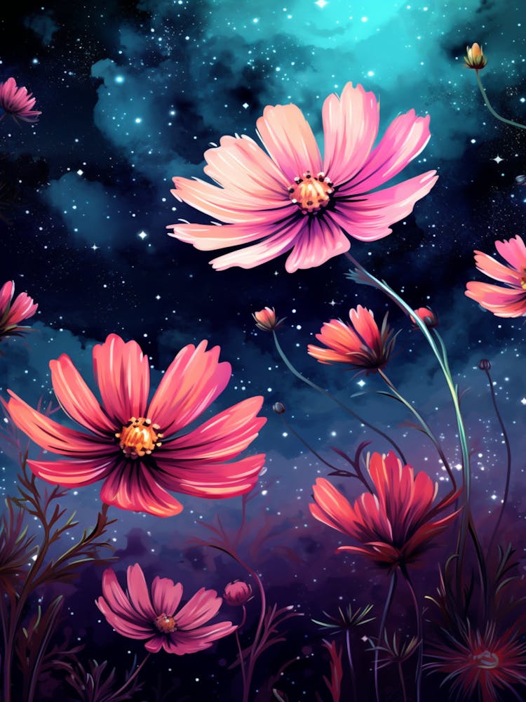Cosmos Wildflower With Starry Sky, South Western Style (4)
