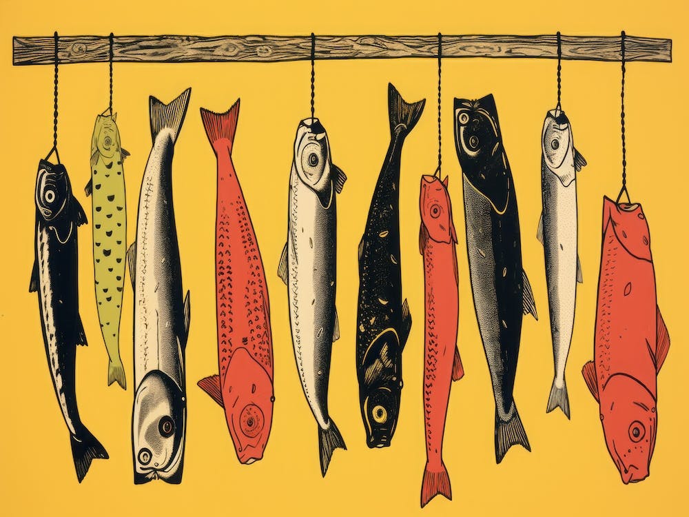 Fish Hanging On A Line