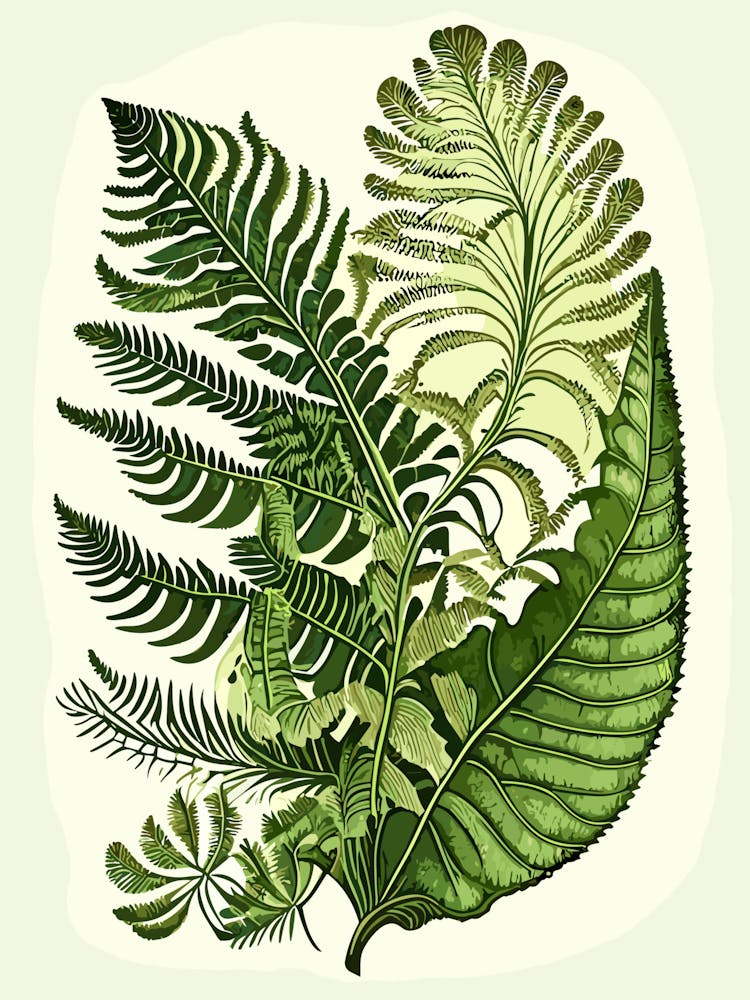 Interrupted Fern Wildflower Vintage Botanical