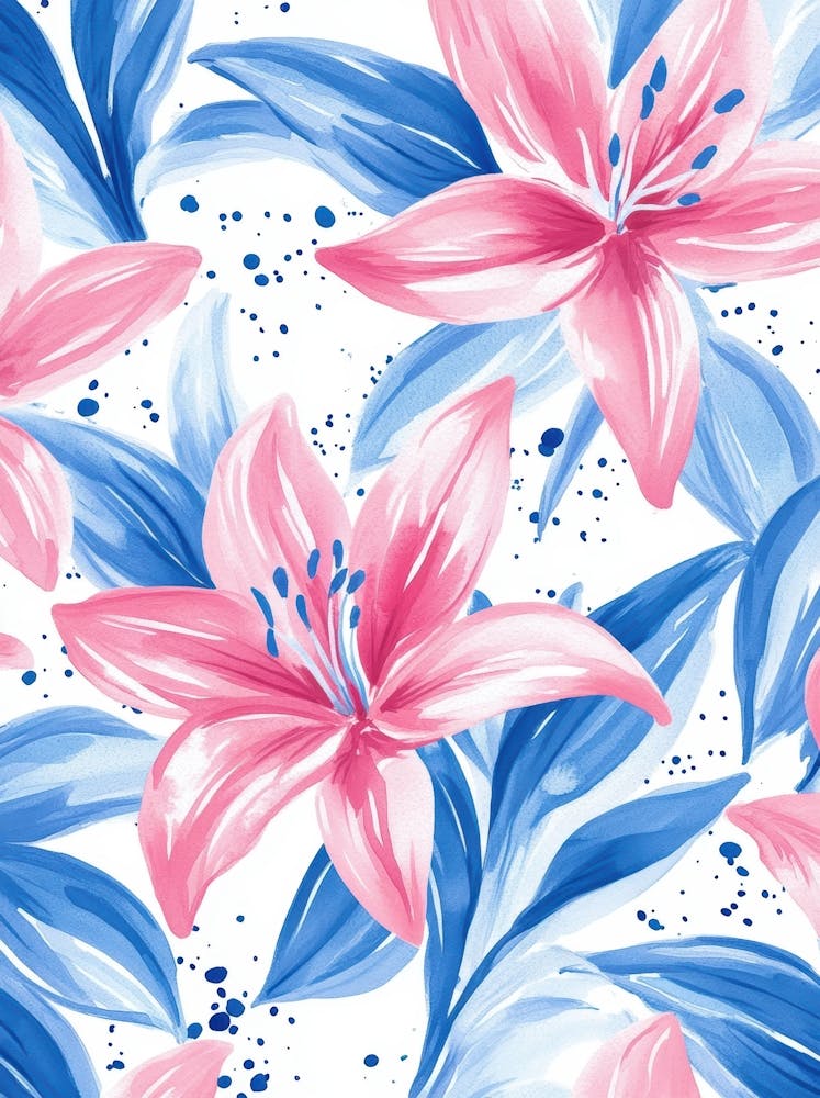 Pink Lily Seamless Pattern