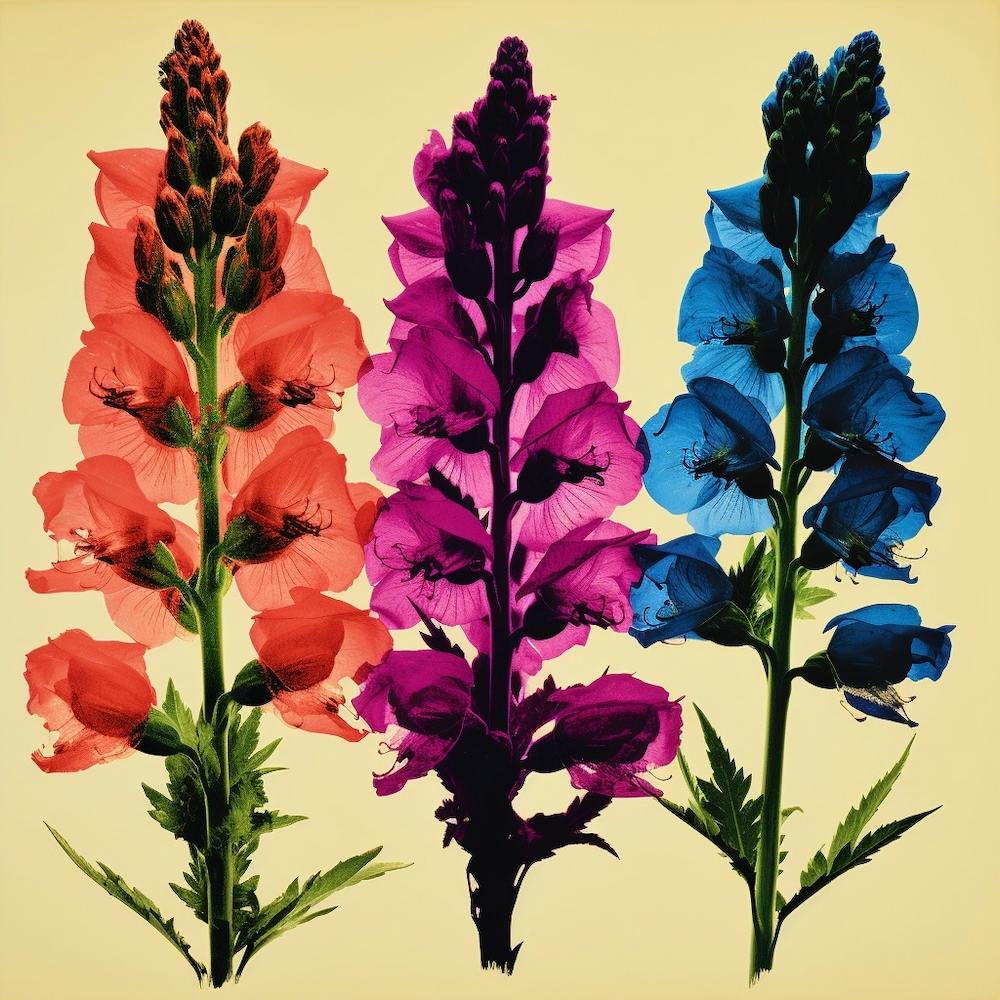 Andy Warhol Style Pop Art Flowers Aconitum 4 Square