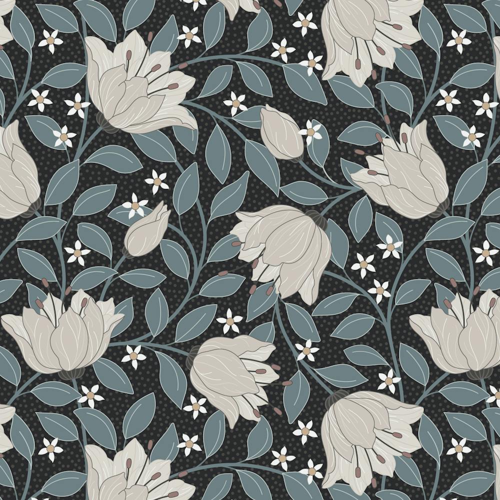 Floral Tulip Sage Sprig William Morris Arts and Crafts Pattern