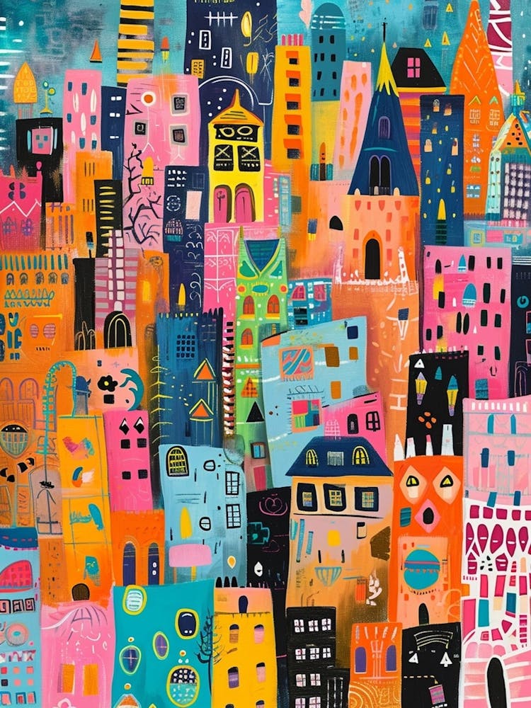 Kitsch Colourful Cityscape Patterns 1