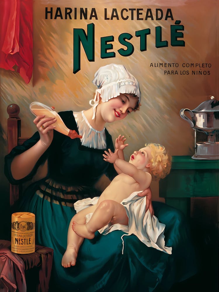 Nestle, Mother with Her Baby, Delicate, Chocolate Advertisement Poster