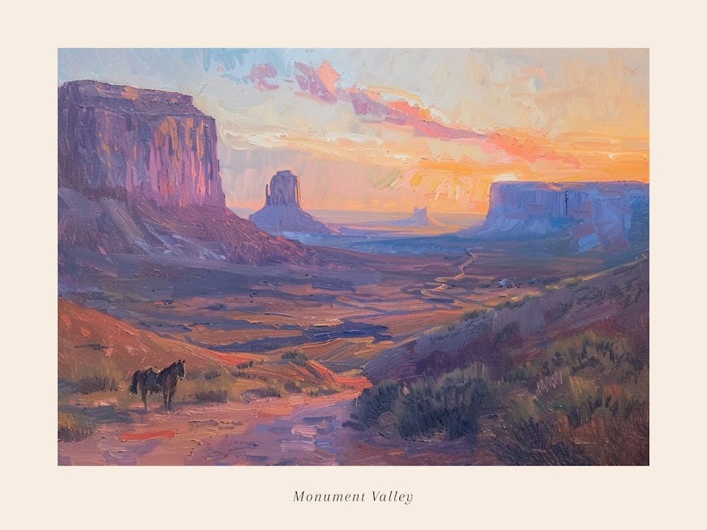 Western Sunset Landscapes Monument Valley Arizona 1 Poster