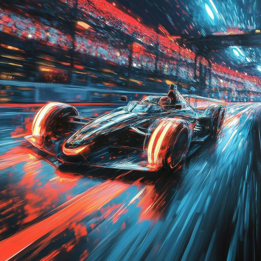 Racing Car At Night Art