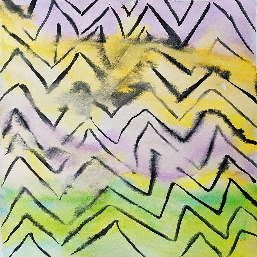 Zigzag yellow green pink