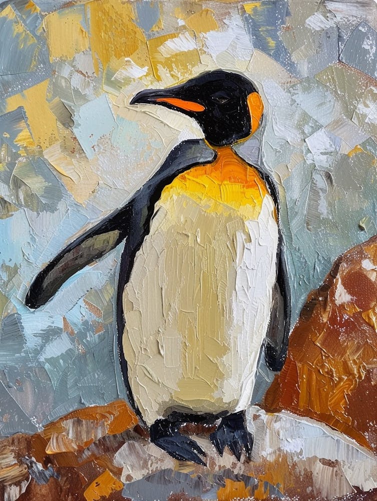 King Penguin Gold Harbour Colour Block Painting 1