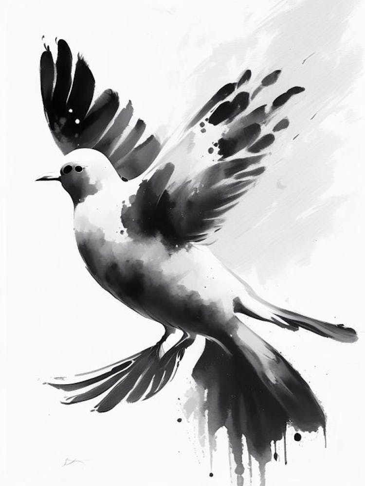 Dove Symbol 1 Black And White Painting