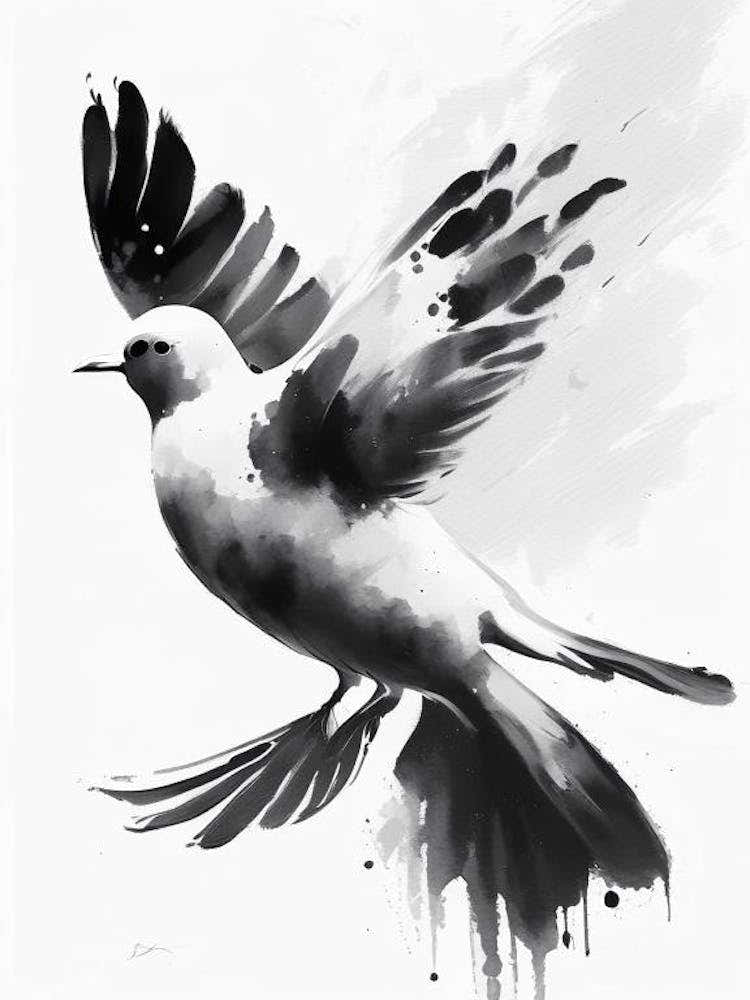 Dove Symbol 1 Black And White Painting