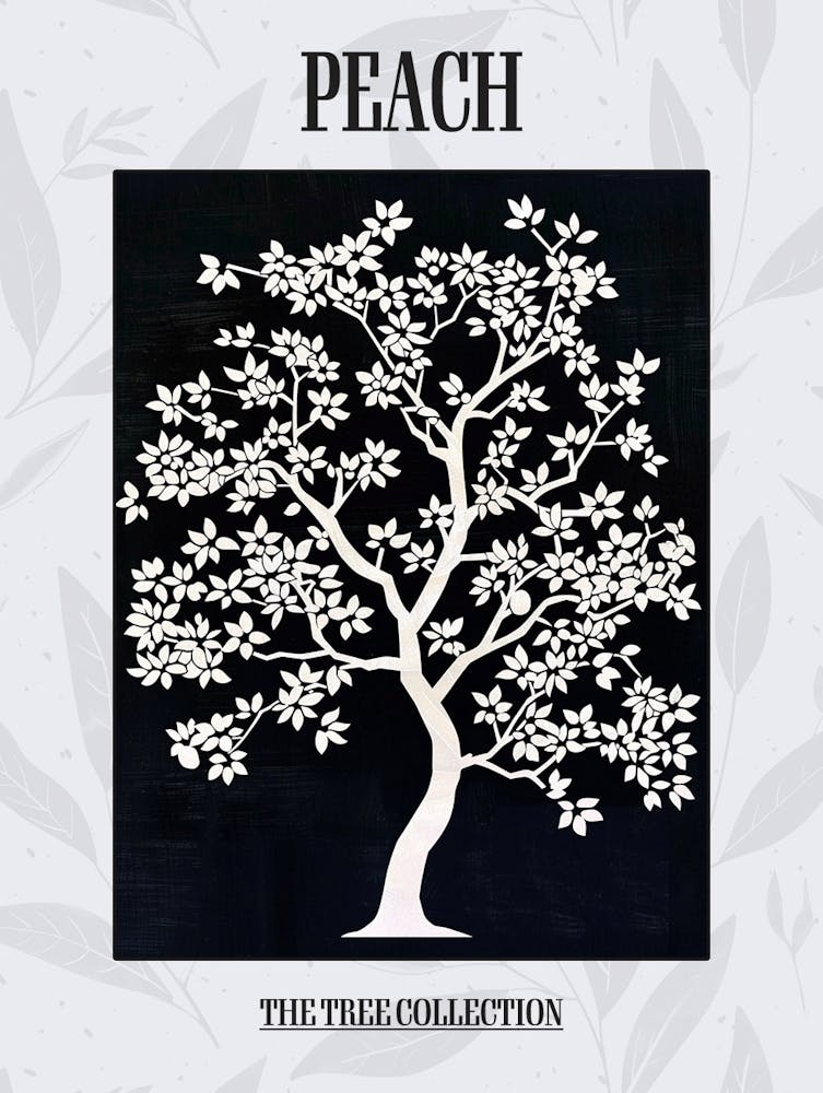 Peach Tree Simple Geometric Nature Stencil 11 Poster