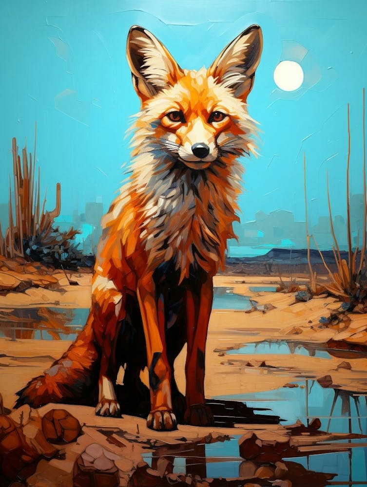 Red Fox Desert Painting 1