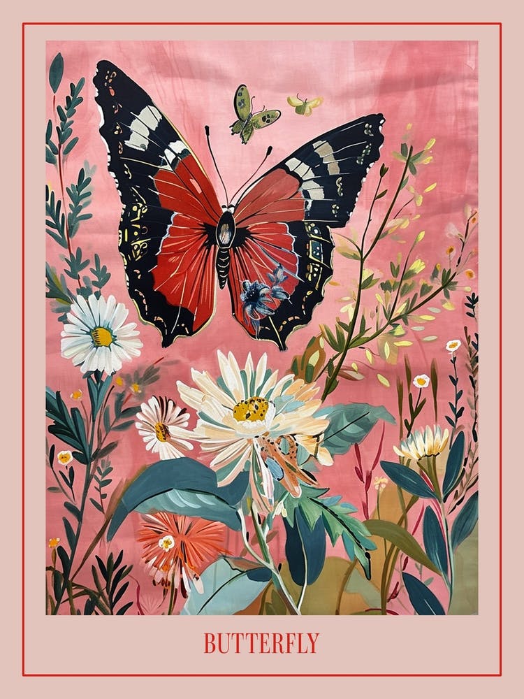 Floral Animal Painting Butterfly 2 Poster