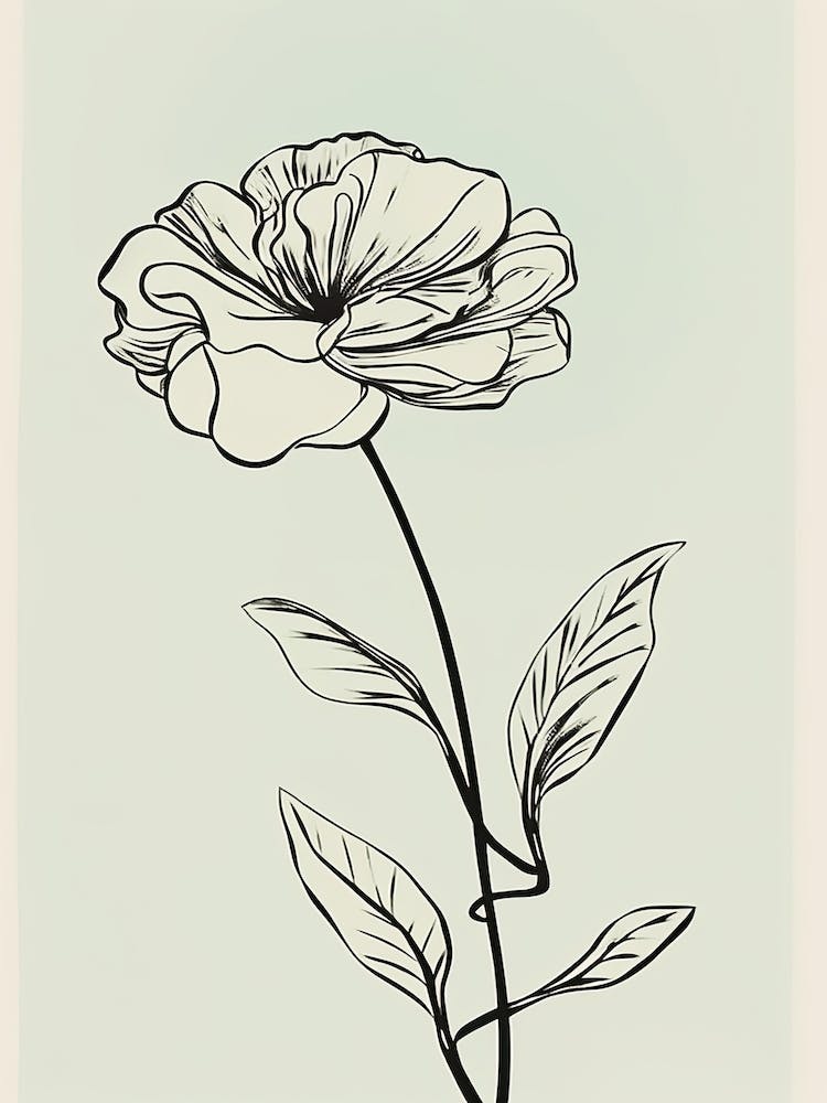 Line Art Marigold Flowers Illustration Neutral 11