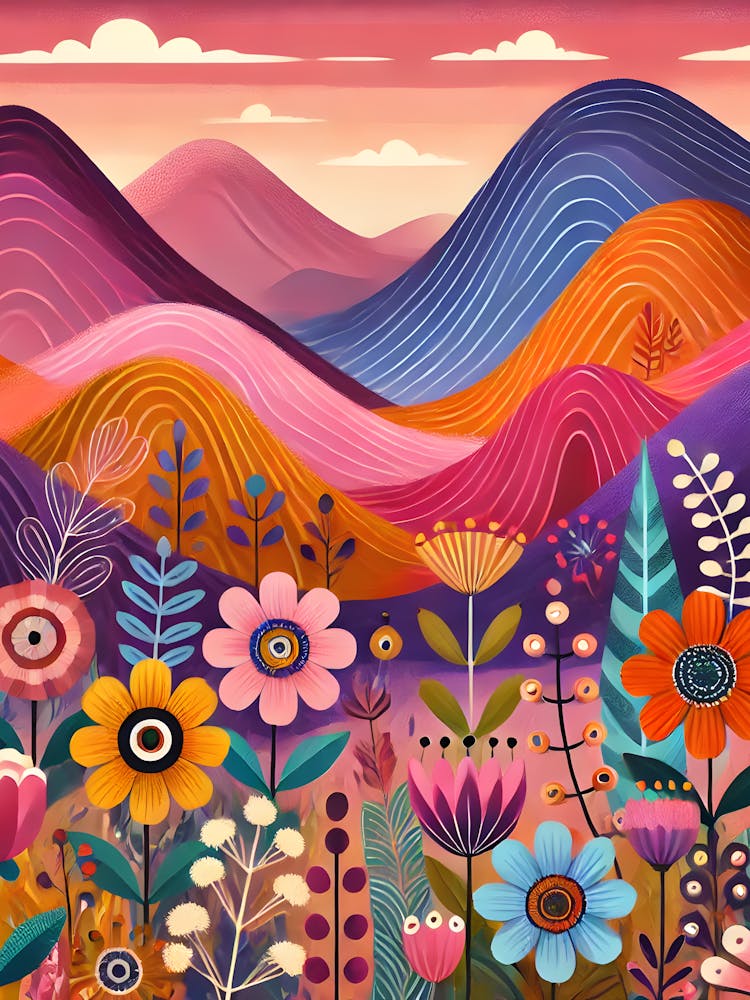 Colorful Flowers In The Mountains