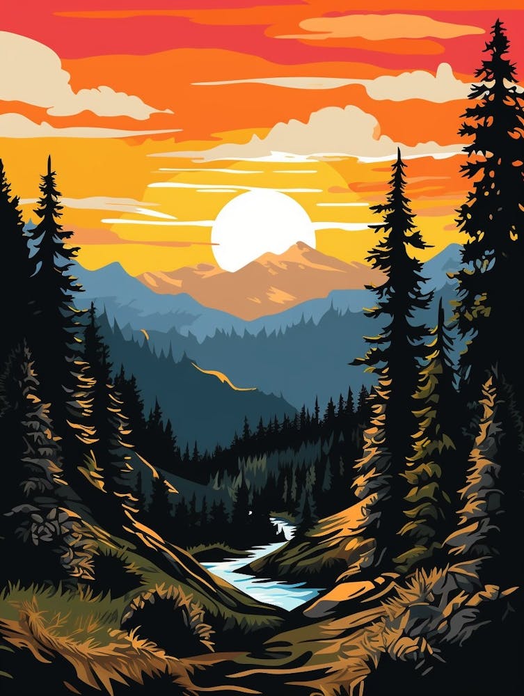 Olympic National Park Retro Pop Art 13