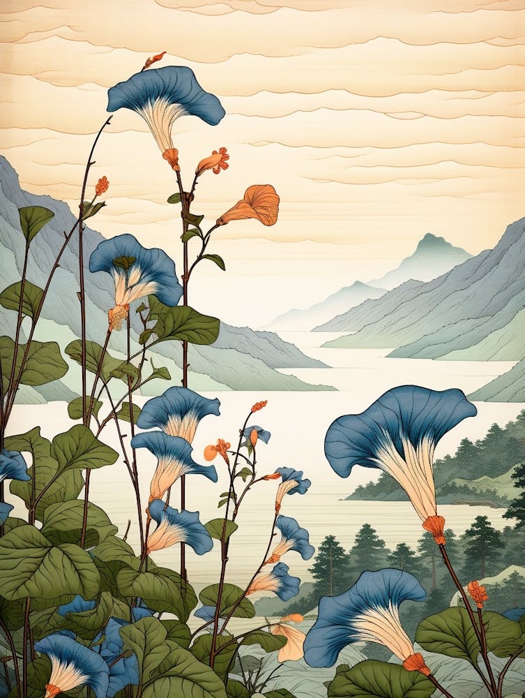 Asagao Morning Glory 1 Illustration Botanique Japonaise