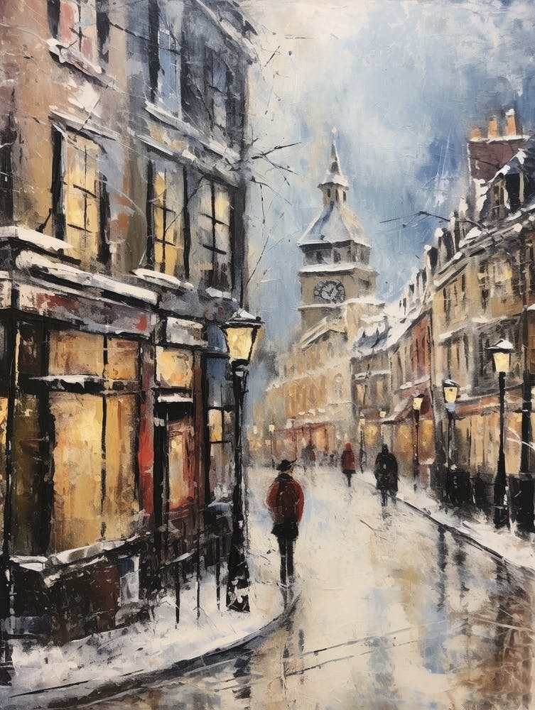 Vintage Winter Painting Nottingham United Kingdom 2