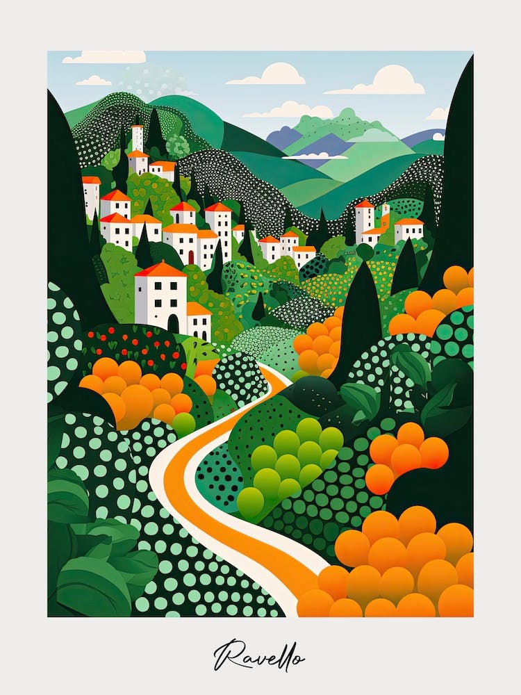 Poster Of Ravello, Italy, Illustration In The Style Of Pop Art 2