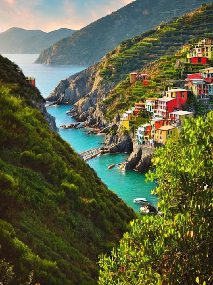 Cinque Terre National Park Italy Vintage Poster