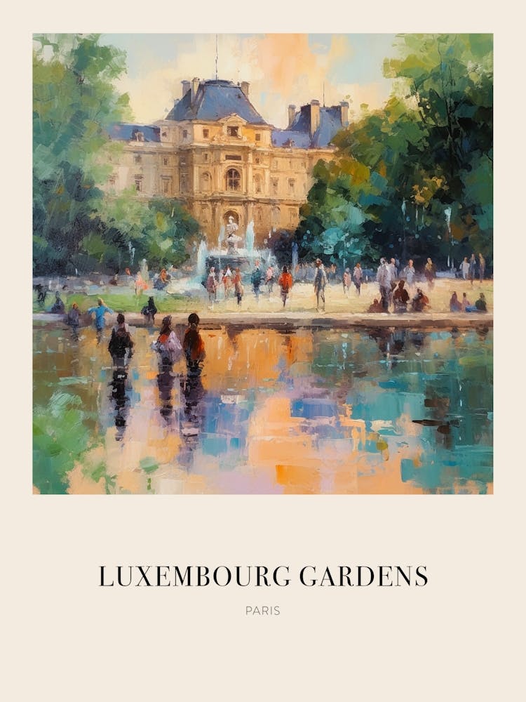 Luxembourg Gardens Paris Vintage Cezanne Inspired Poster