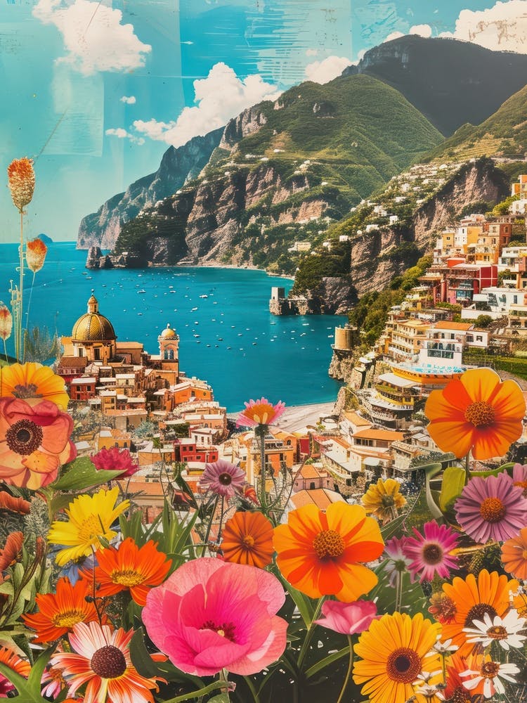 Positano   Floral Retro Collage Style 3