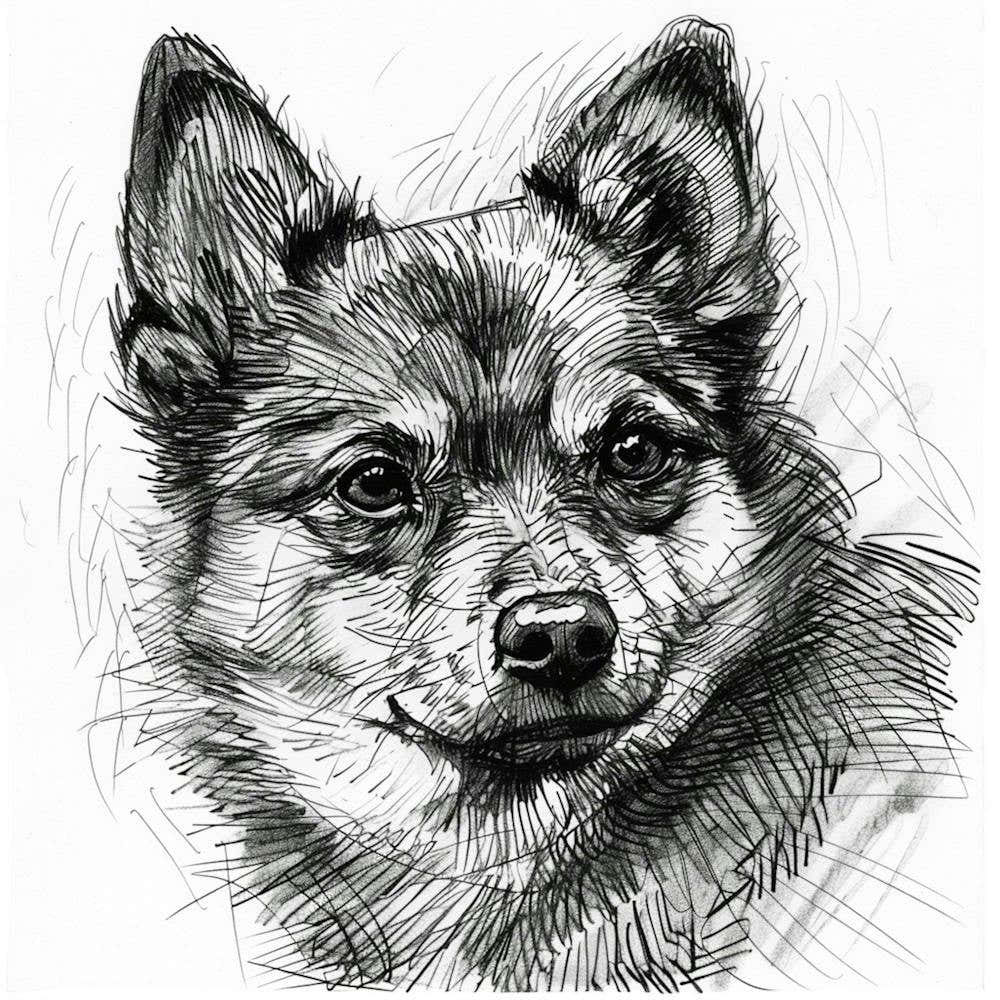Finnish Spitz Dog Line Sketch 1