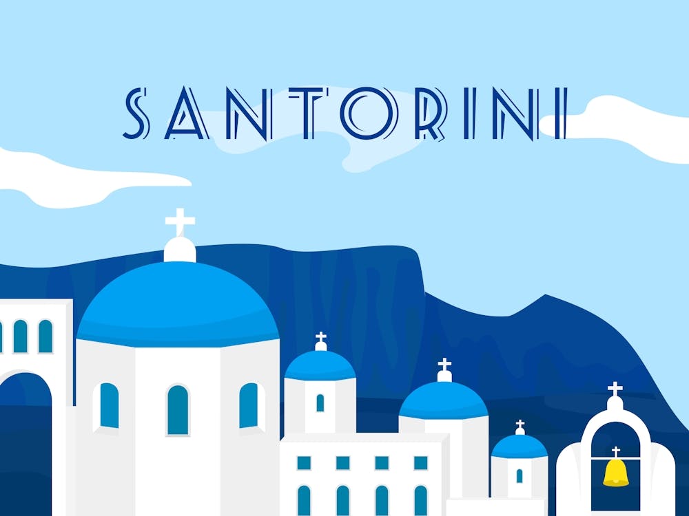 Greece, Santorini — Retro travel minimalist poster 7