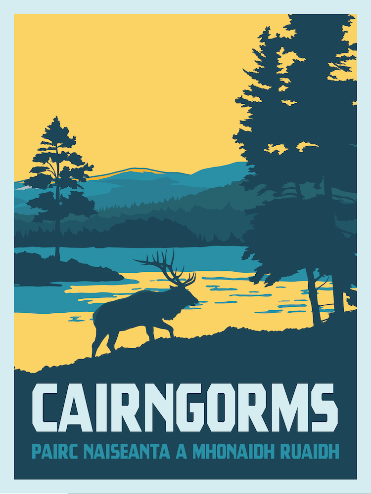 Cairngorms National Park Travel Poster Scottish Highlands