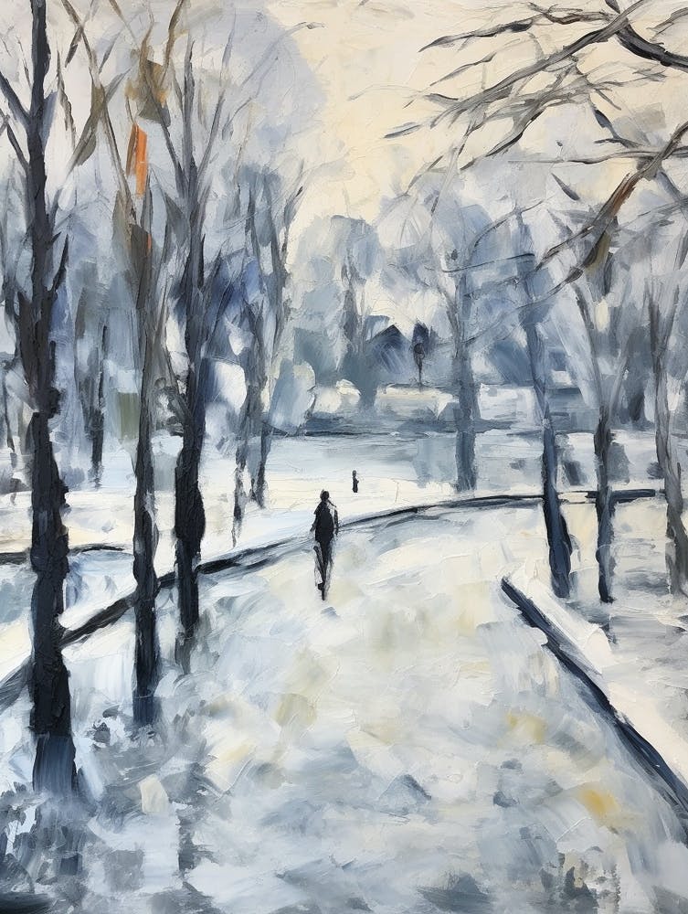 Winter City Park Painting Schnbrunn Palace Gardens Vienna 4