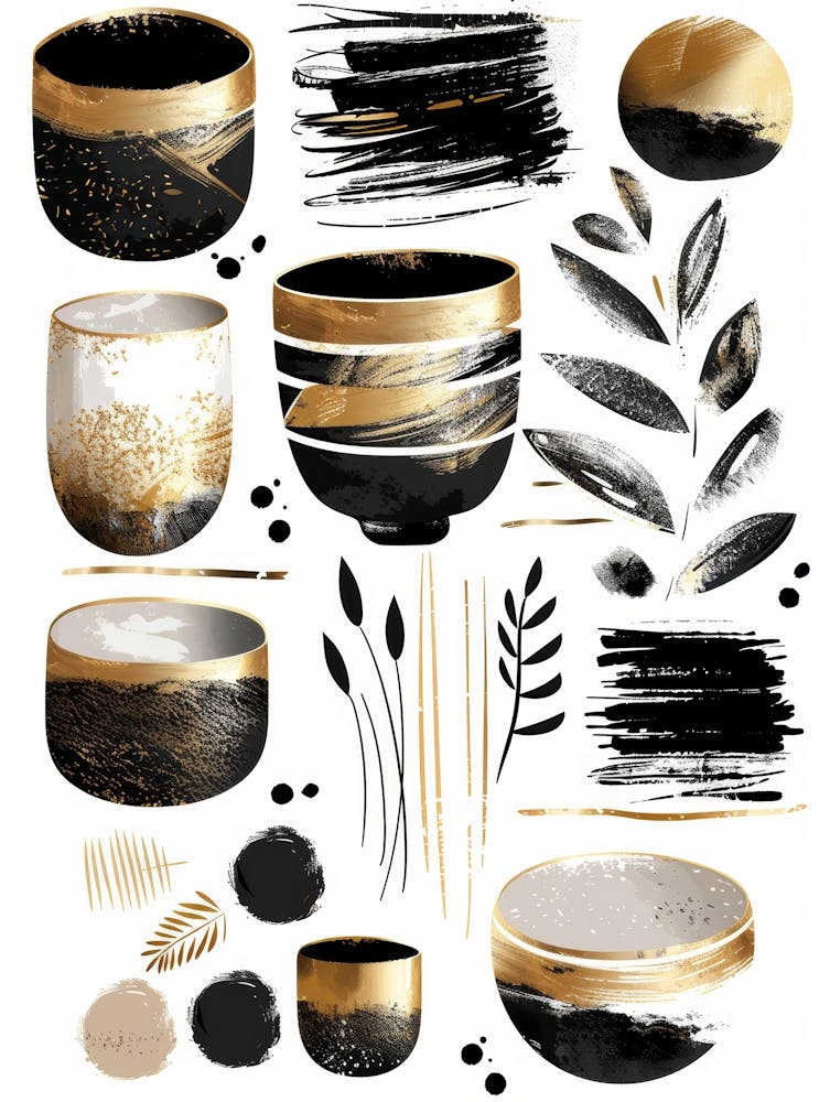 Gold And Black Brush Strokes 17