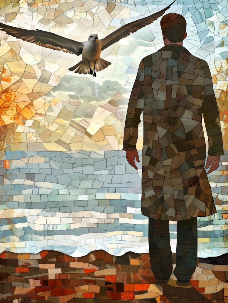 Mosaic Man With Seagull