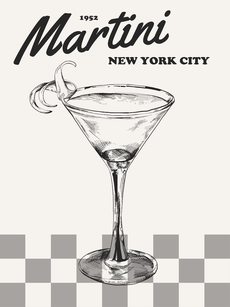 Black And White Retro Martini