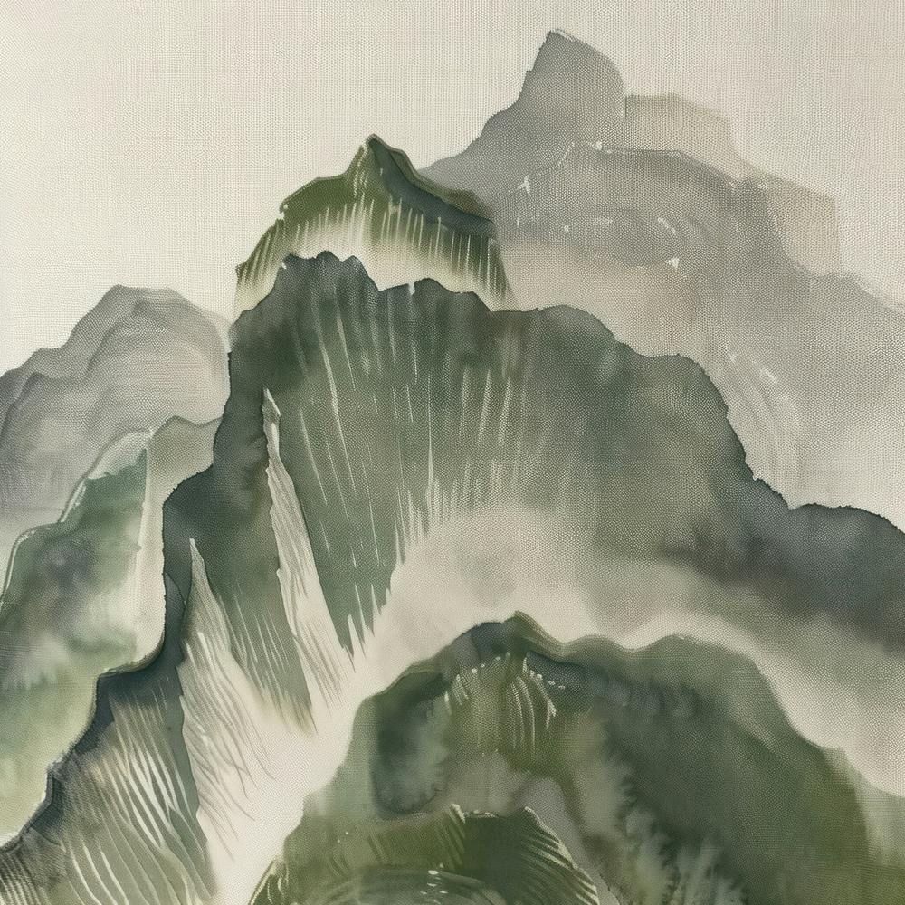 Japanisches Aquarell von Mount Kirigamine 4