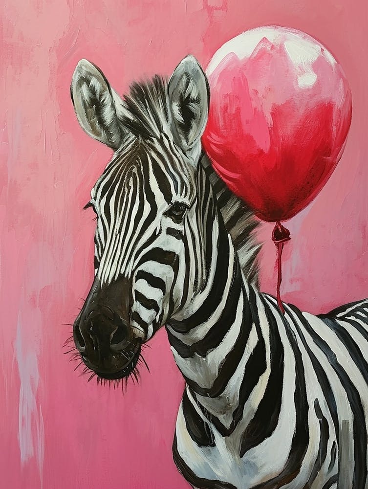 Cute Zebra 2 With Balloon