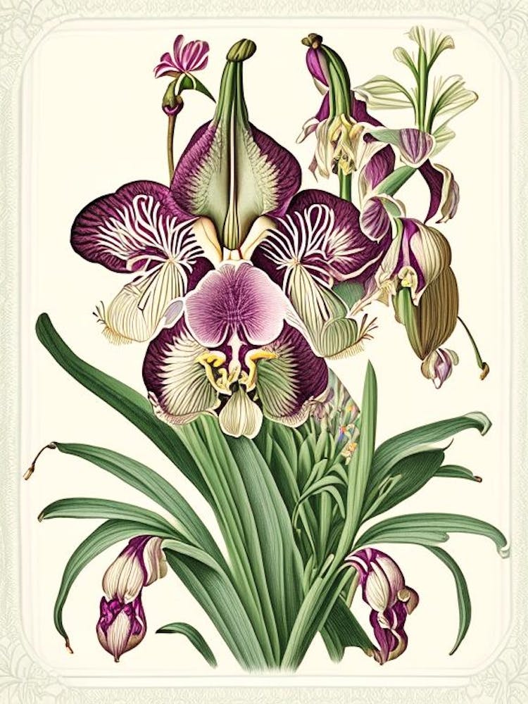 Orchidee 1 Florales Botanisches Vintage-Poster Blume