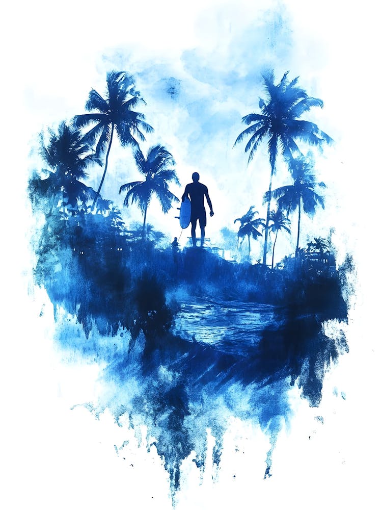 Watercolor Of A Surfer