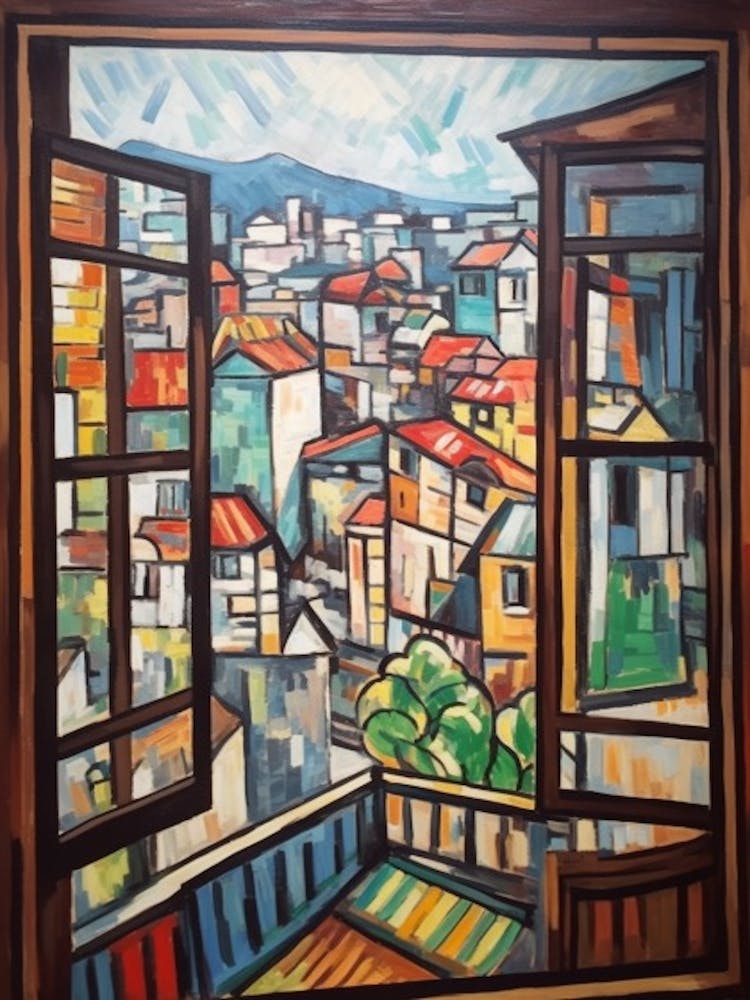 Window View Of Tokyo Of In The Style Of Cubism 3