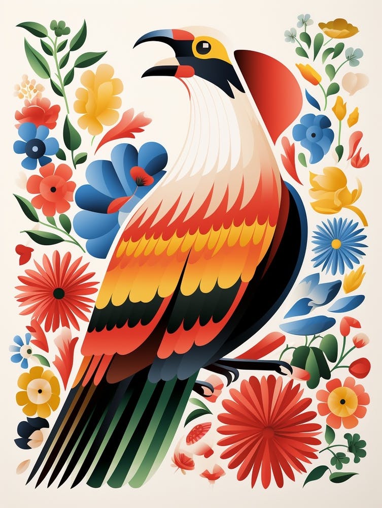 Scandinavian Bird Illustration Crested Caracara 1