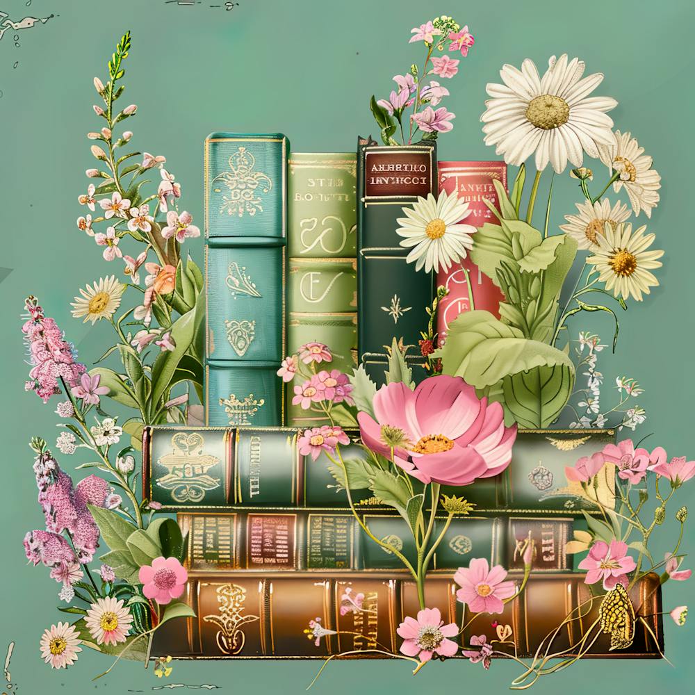 Wildflower Antique Books And Flowers 6